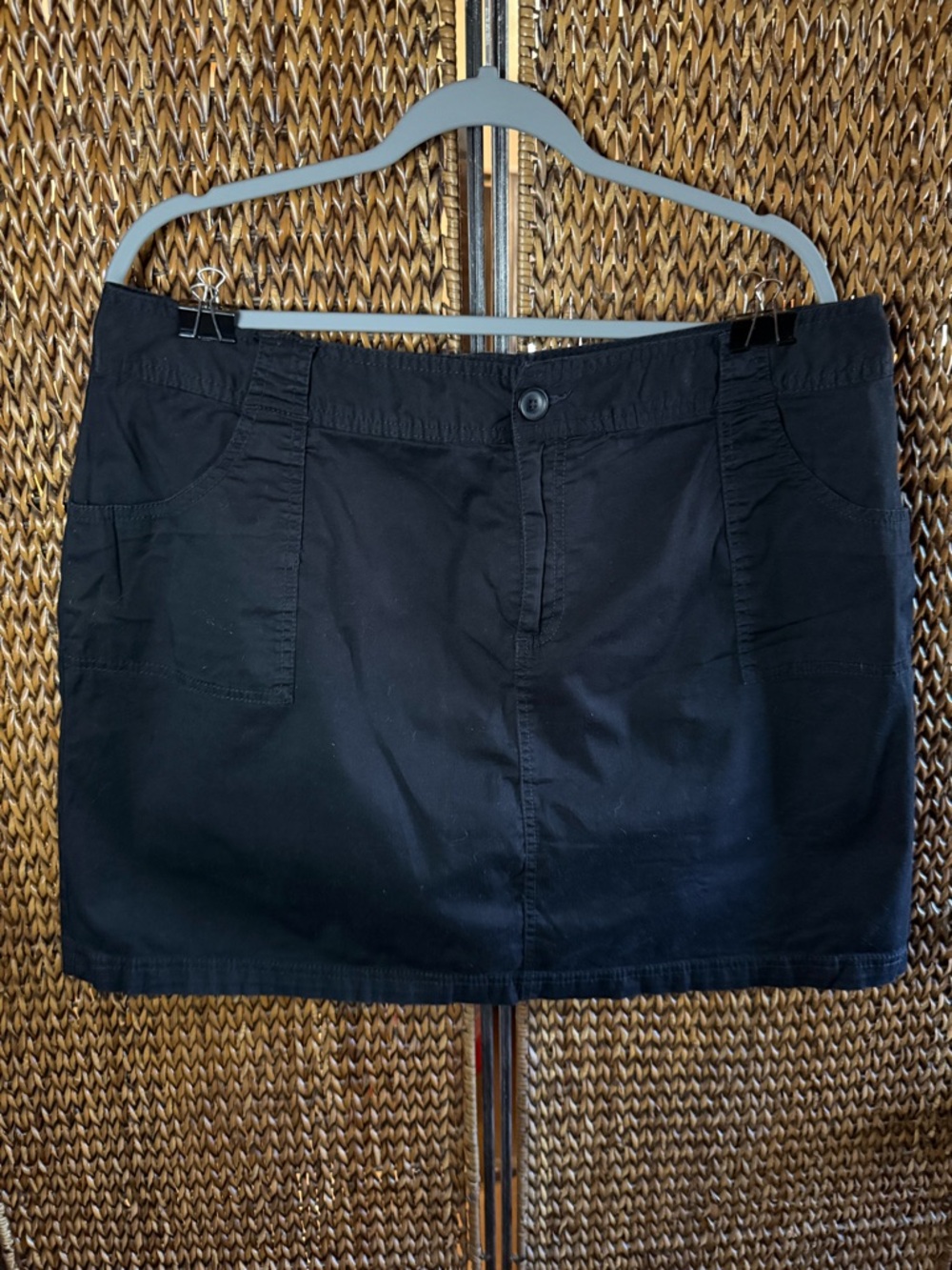 St. John's Bay Black Stretch Skort with Button Detail